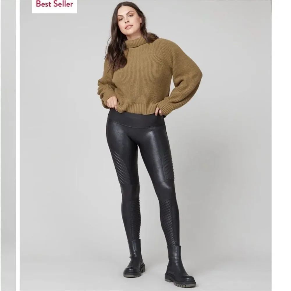 SPANX faux leather moto leggings Small